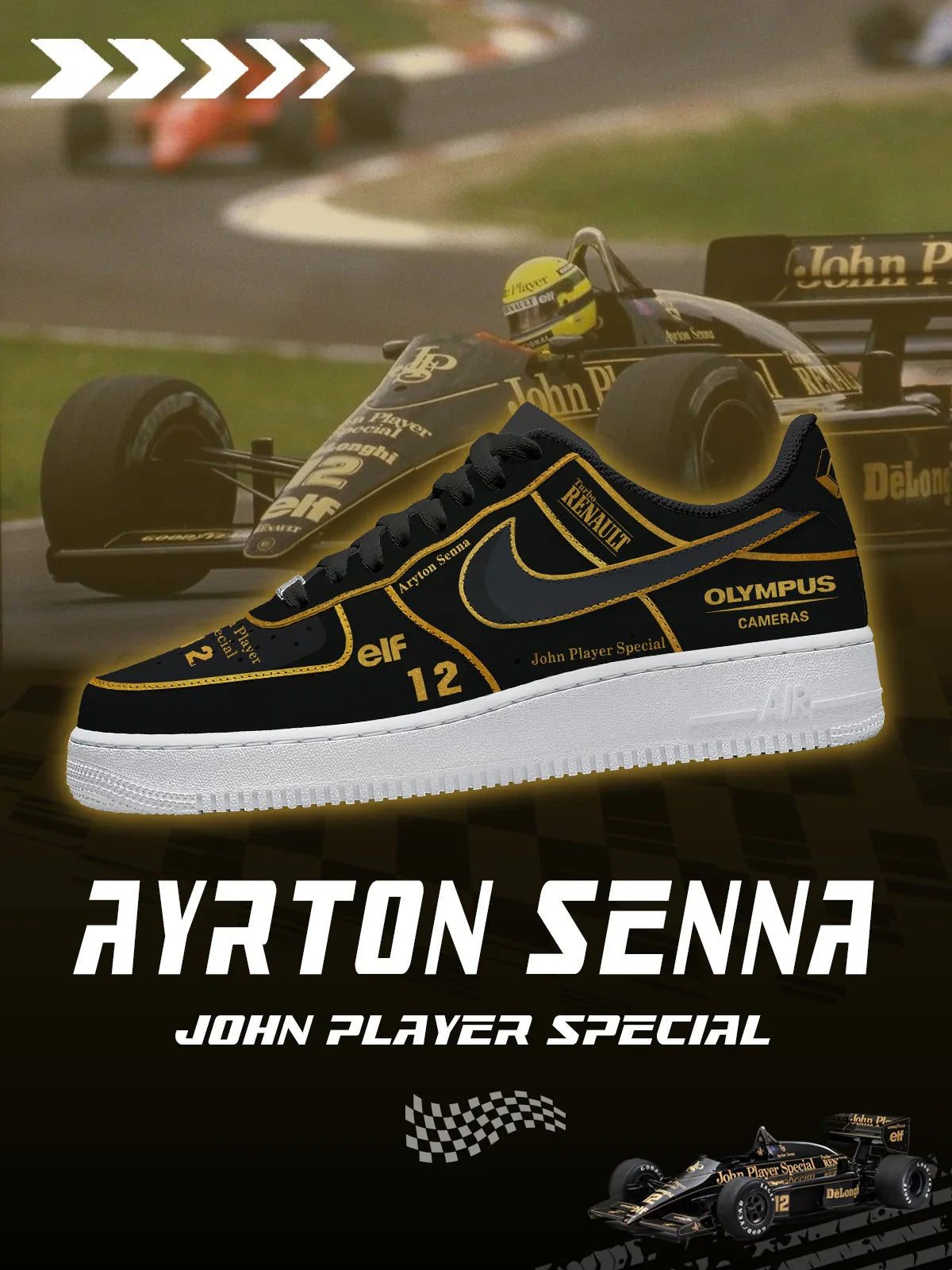 Ayrton Senna John Player Special Design Shoes F1