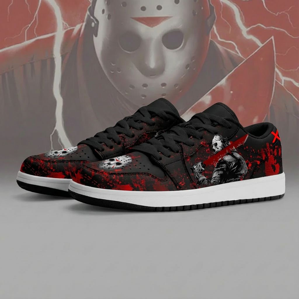 Jason Voorhees (Adult and kids size available) Limited Edition Design Shoes J1 Low