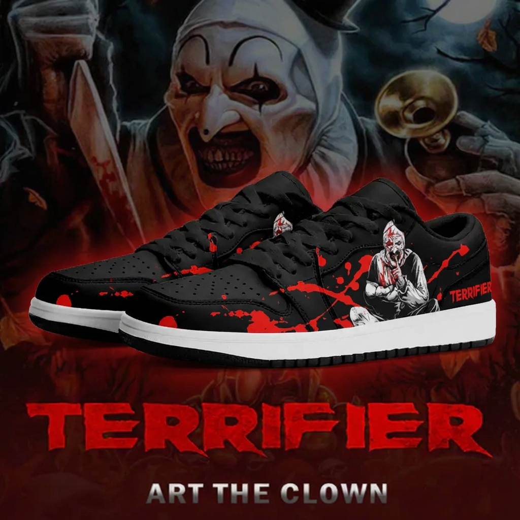 Art the Clown (Adult and kids size available) Limited Edition Design Shoes J1 Low