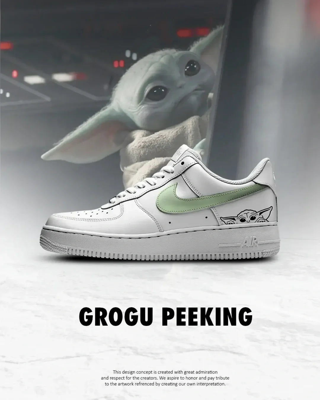 Grogu Peeking Design Shoes F1