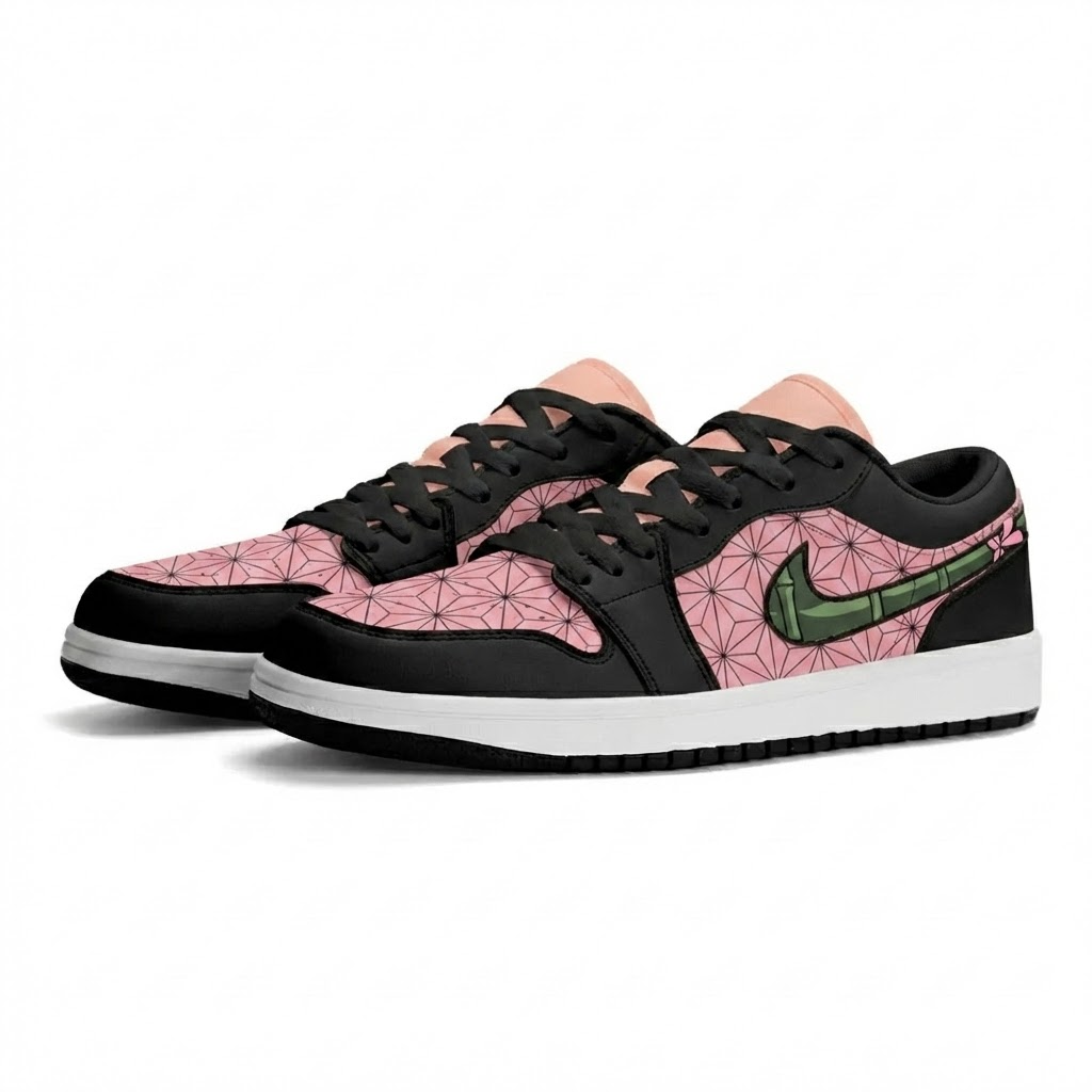 Nezuko Pink Bamboo Design Shoes J1