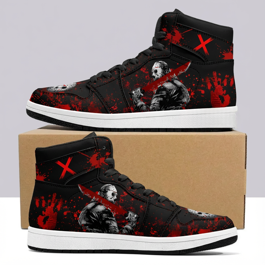 Jason Voorhees (Adult and kids size available) Limited Edition Design Shoes J1 Low